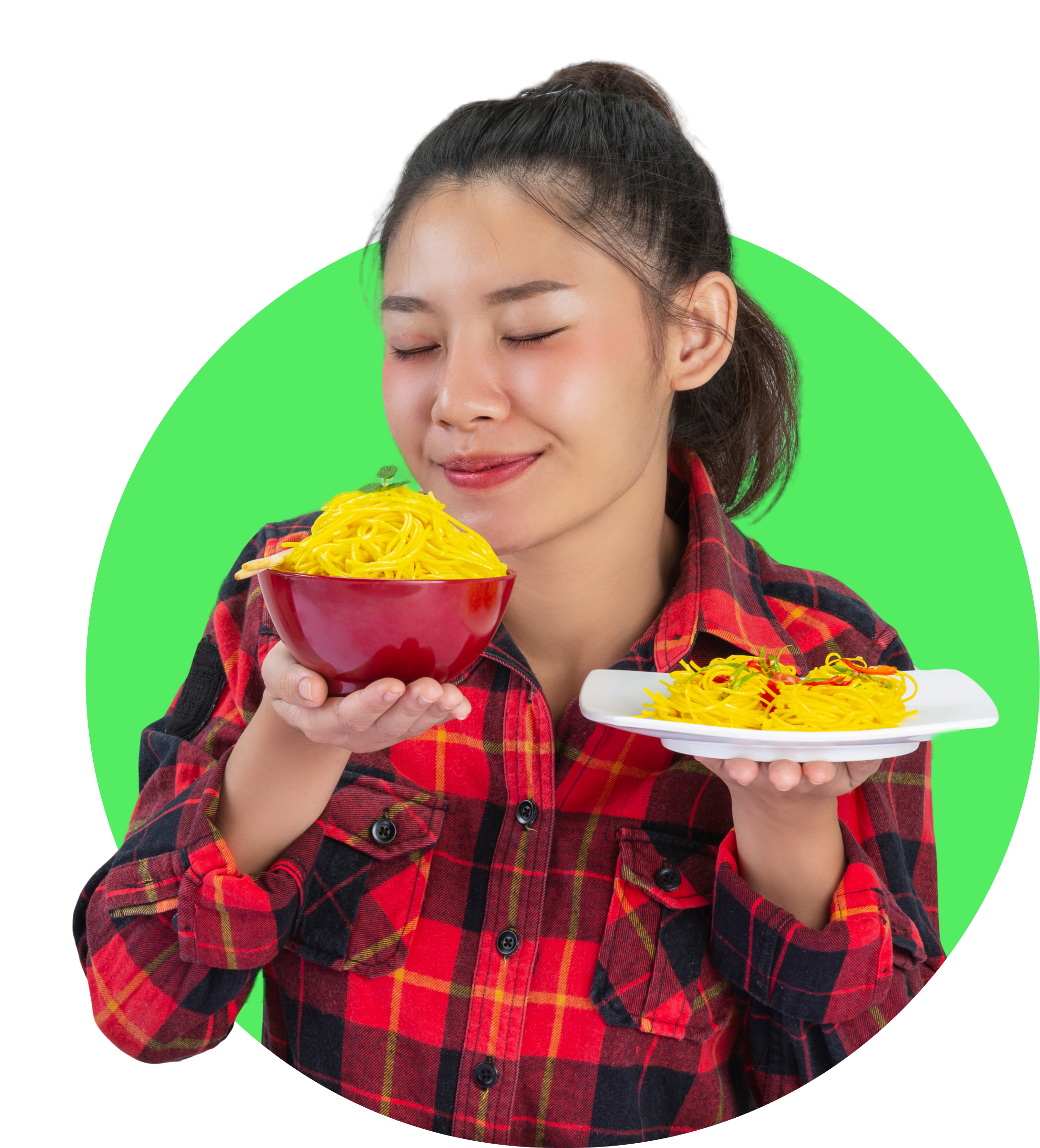 A girl enjoying food